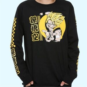 Dragon Ball Z Checkerboard Graphic Long Sleeve TShirt Super Saiyan Goku